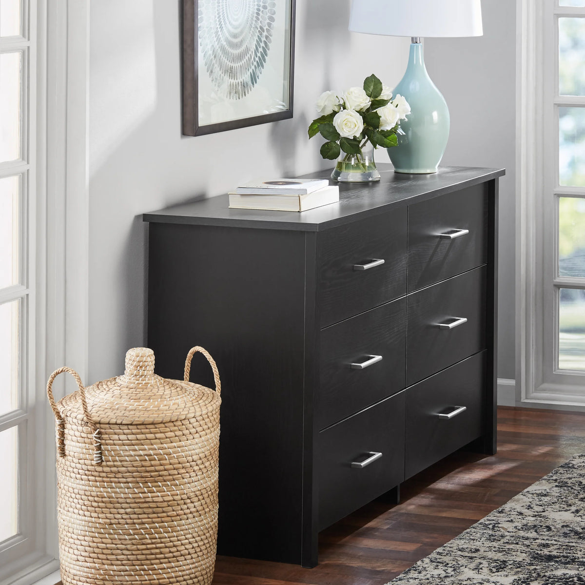 Mainstays Hillside 6-Drawer Dresser, Soft White Finish