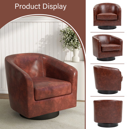 DREAMSIDEA Swivel Barrel Accent Chair for Living Room, Modern Upholstered Round Club Armchair-Cream