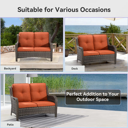 MeetLeisure 3 Pieces Outdoor Furniture Patio Furniture Set with One 3-Seat Sofa, Two ArmChairs, Navy