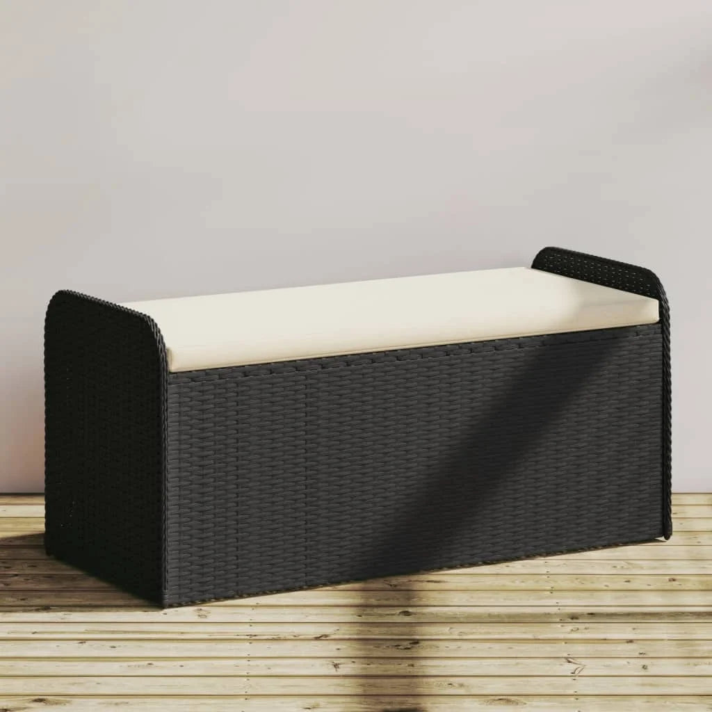 vidaXL Storage Bench with Cushion Outdoor Garden Seat Furniture Poly Rattan