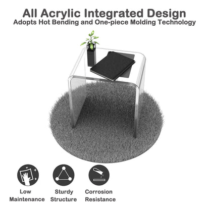 Ageszoe Coffee Table with Storage Shelf ,Acrylic Modern Clear End Table,Kid's Table for Livingroom, 32"L x 16"W x 16"H"