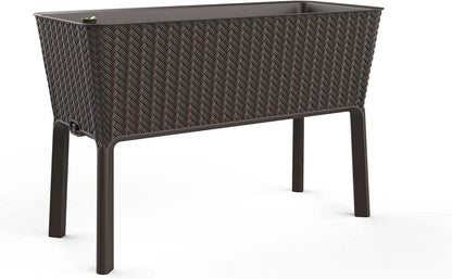 Keter Splendor 31.7 Gallon Raised Garden Bed with Self Watering and Drainage, Grey