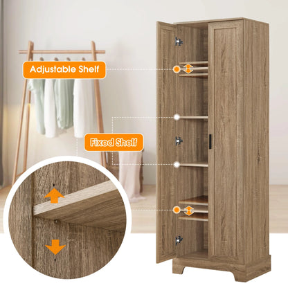 22'' Double Door Storage Cabinet with Adjustable Shelves, High Quality Bathroom Cabinet with  MDF Material, for Living room, Bathroom, Black