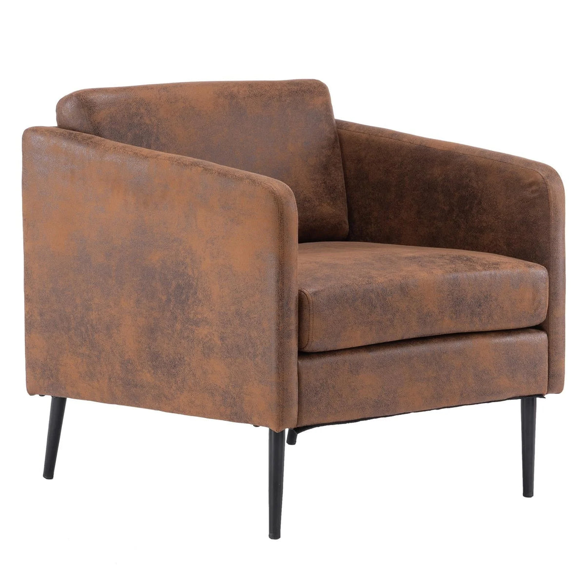 Ktaxon Modern Club Chair, Bronzing Cloth Fabric Arm Chair, Single Sofa Chair for Reading, Max Load 400LBS Upholstered Leisure Living Room Chair Brown
