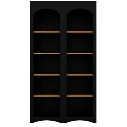 72"h Pantry Pair, 2 , Adjustable Shelves, , Black Finish 2 Bookcase , Cabinet With Vintage Style