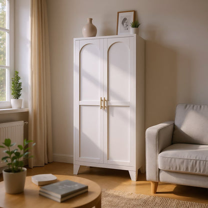 Homy Casa 70.8" White Tall Storage Cabinet with 4 Adjustable Shelves for Kitchen, Pantry Cupboard