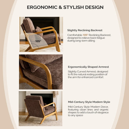 Ktaxon Accent Chair Corduroy Upholstered Armchair, Reading Club Chair with Pillow and Solid Wood Frame for Living Room Bedroom Furniture Off White