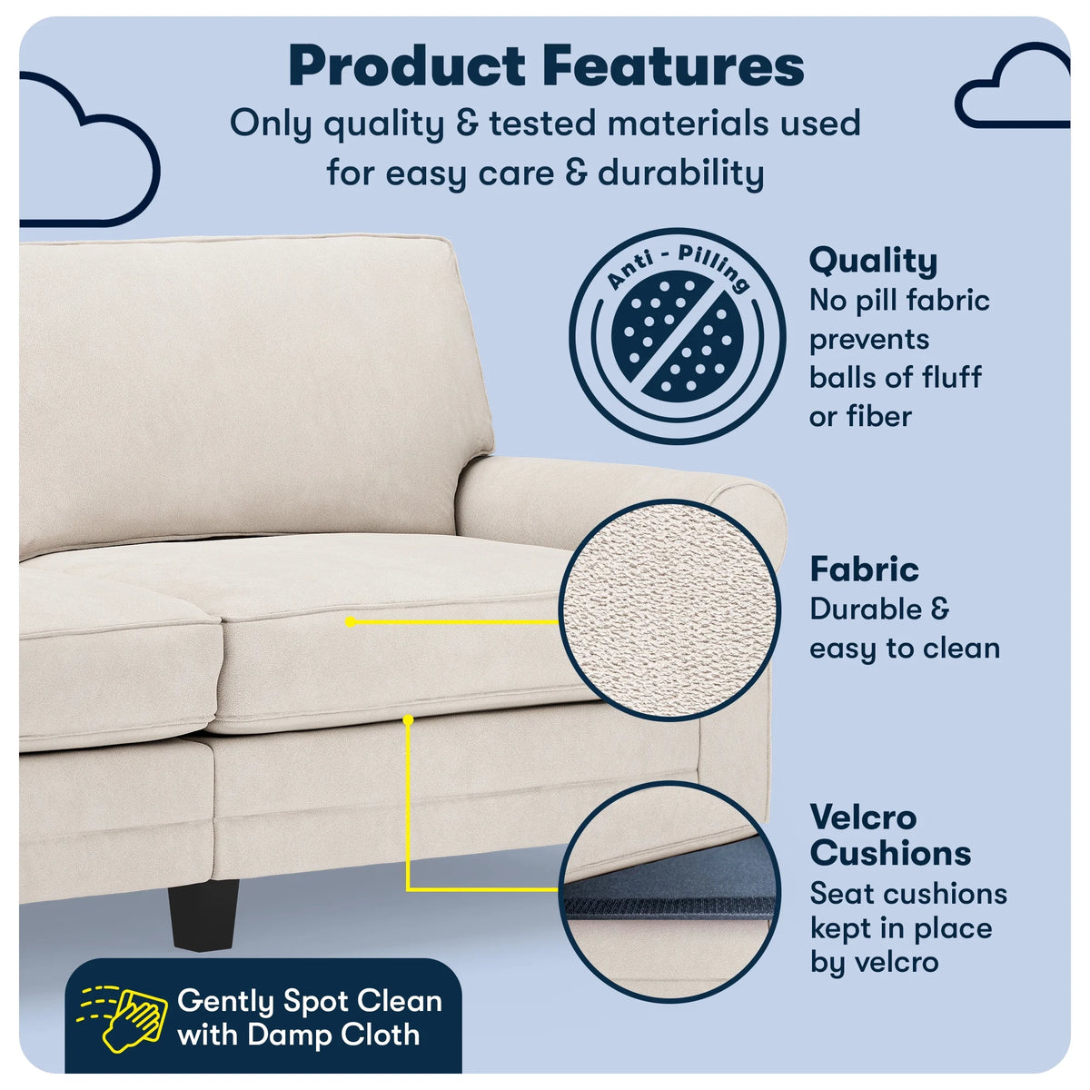 Serta Copenhagen 78" Rolled Arm Sofa with Removable Covers Dark Brown