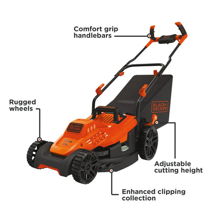 BLACK+DECKER 15�� Corded Electric Push Walk-Behind Mower, Comfort Grip Handle