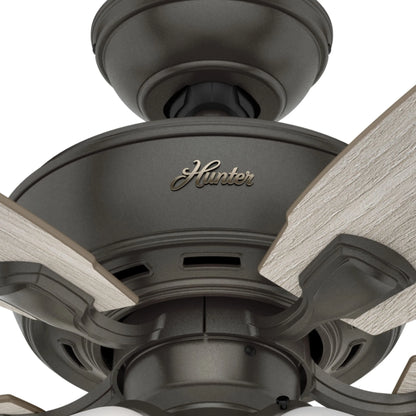 Hunter - Amberlin Indoor Ceiling Fan With Light, 52-inch, Brushed Nickel, Casual-style, 3-speed WhisperWind Motor, 53216, for Living Rooms, Bedrooms