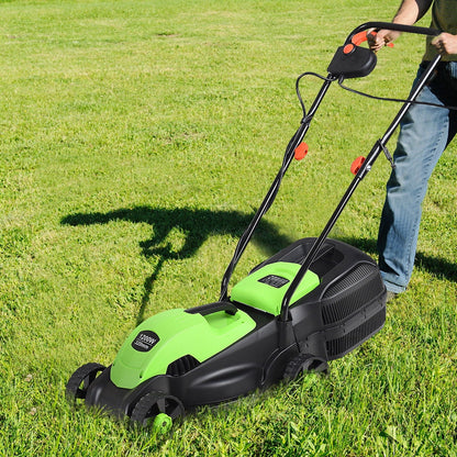 Costway 12 Amp 13-Inch Electric Push Lawn Corded Mower With Grass Bag Green