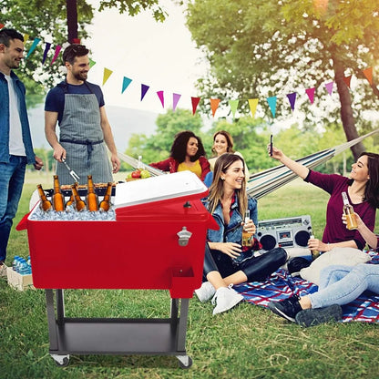 HEYWU 80 Quart Ice Chest Water Cooler with Bottle Opener, Milk White