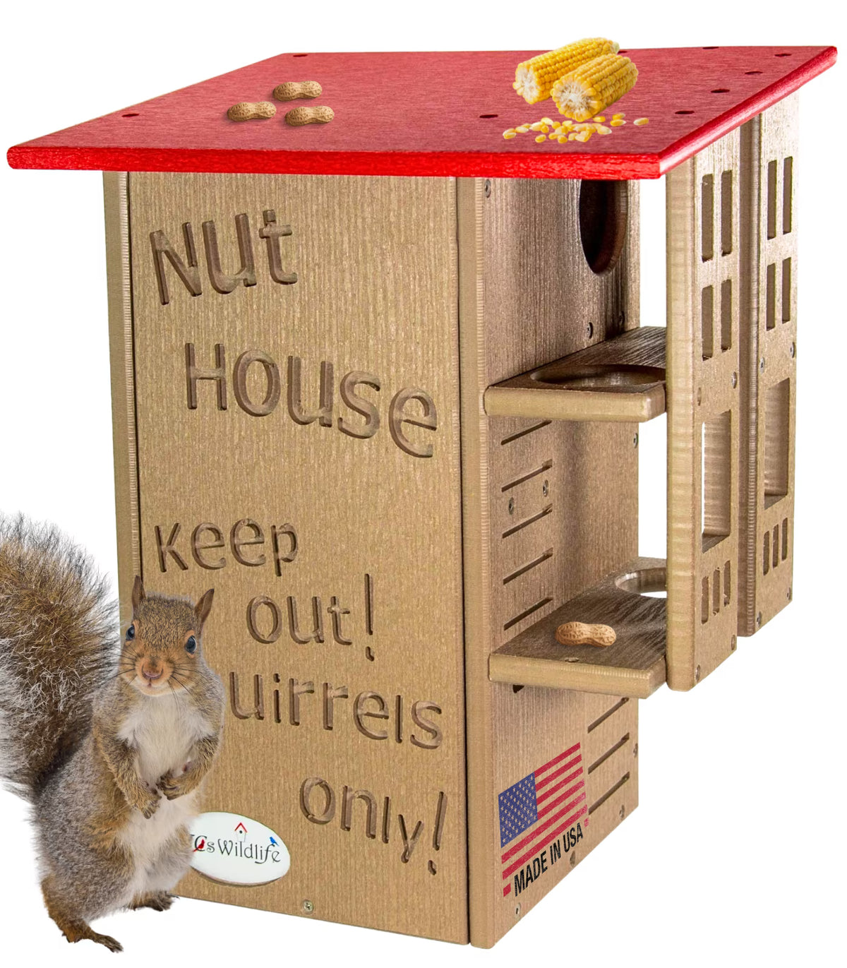 JCs Wildlife Ultimate Squirrel House Nesting Box (Blue/Gray) - A Perfect Home for Squirrels!