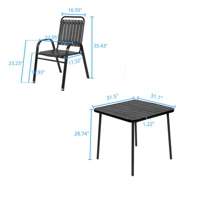 Homy Casa 5-Piece Outdoor Patio Dining, One Table with 4 Chairs for Garden Patio & Backyard, Brown