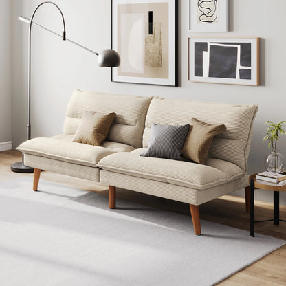 Linsy Home 71" W Corduroy Convertible Futon Sofa Bed, Army Green