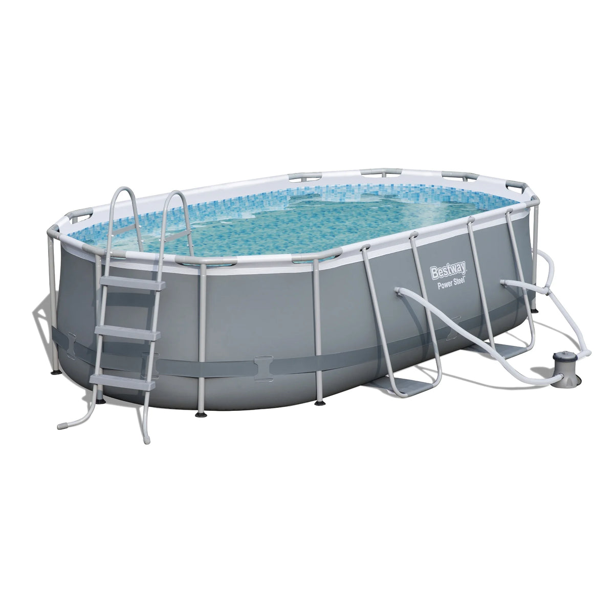 Bestway Power Steel 13.91' x 8.2' x 39.5" Oval Frame Pool Set