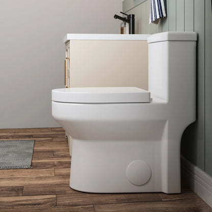 DeerValley Liberty Compact Toilets One-Piece Toilet With High-Efficiency Flush Round Toilet for Space-Saving Floor Mounted 12 in. Rough In 1-Piece 1.1/1.6 GPF Dual Flush (Seat Included)