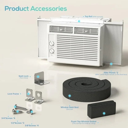 KISSAIR 12,000 BTU U Shaped Window Air Conditioner 6-in-1 Mode with Remote Control 24-Hour Timing for Room/Office/Apartment Cools up to 550 Sq.ft