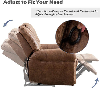 Bonzy Home Widen Leather Recliner Chair with Comfortable Arms and Back Single Sofa for Living Room, Nut Brown