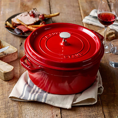 Staub Cast Iron 5.5-qt Round Cocotte - Cherry