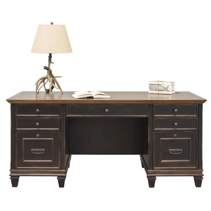 Martin Furniture Hartford White Wood Double Pedestal Desk Executive Desk