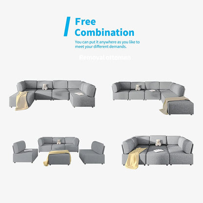 Mjkone Sectional Couch/Futon Sofa Bed, Variable Modular Oversized Couch, U/L Shaped Couch and Queen Sleeper Sofa, Convertible Sofa Set for Living Room, Furniture for Living Room