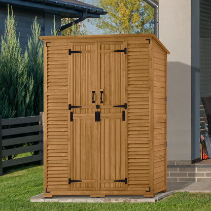 MCombo Large Outdoor Storage Shed with 6 Shelves, Outside Tool Wooden Storage Cabinet, 1738