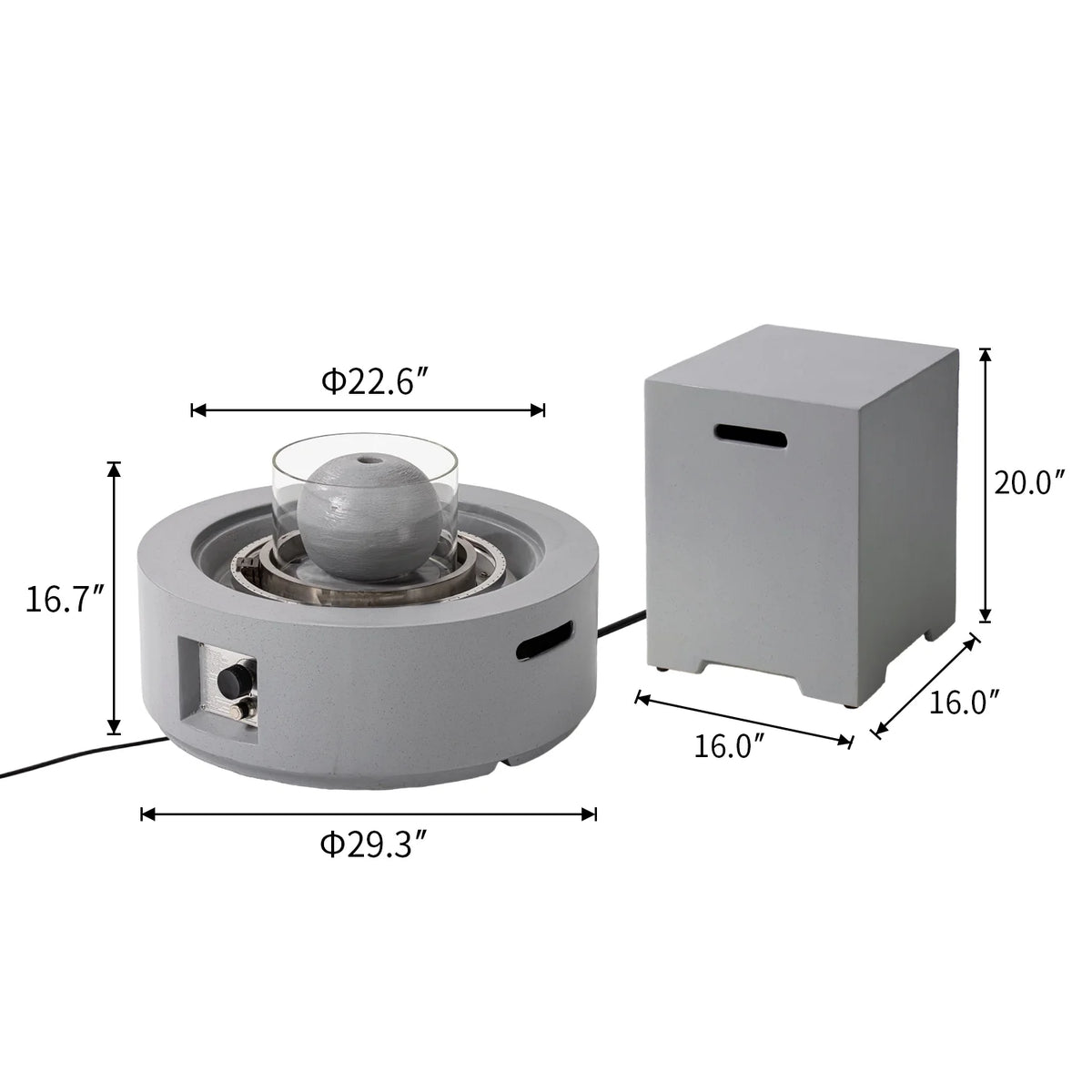 COSIEST 29.3-inch 50,000 BTU Outdoor Propane Fountain Round Fire Pit Table