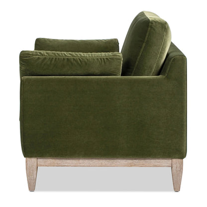 Velvet Sofa Couch, Mid Century Modern 75.5 inch 3-Seater Sofa with Back Cushions and 2 Bolster Pillows, for Small Space,Bedroom, Apartment, Olive Green