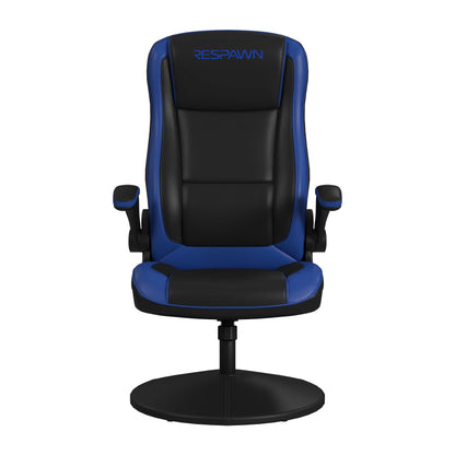 RESPAWN 800 Swivel Rocker Gaming Chair - Ergonomic Floor Gaming Seat with Lumbar Support, Flip Up Armrest, High Back, Pedestal Base, Comfortable No Wheels Console Video Game Rocker Chair - Red