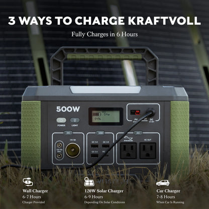 Swiss Tech 500W portable power station 519Wh solar compatible battery for outdoor & emergency use