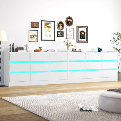 9 Drawer Dresser for Bedroom with Power Outlet, 63" Large Dresser with LED Light, Wooden Dresser For Closet, Chest of Drawers with Raised Edges