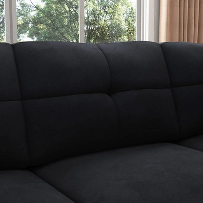 HONBAY Rivet Corner Sofa L-Shaped Sofa Couch Reversible 4-Seater Couch for Living Room and Apartment, Dark Blue