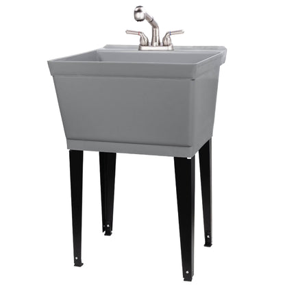 Tehila Utility Sink with Stainless Finish Pull-Out Faucet 19 Gallon - Red