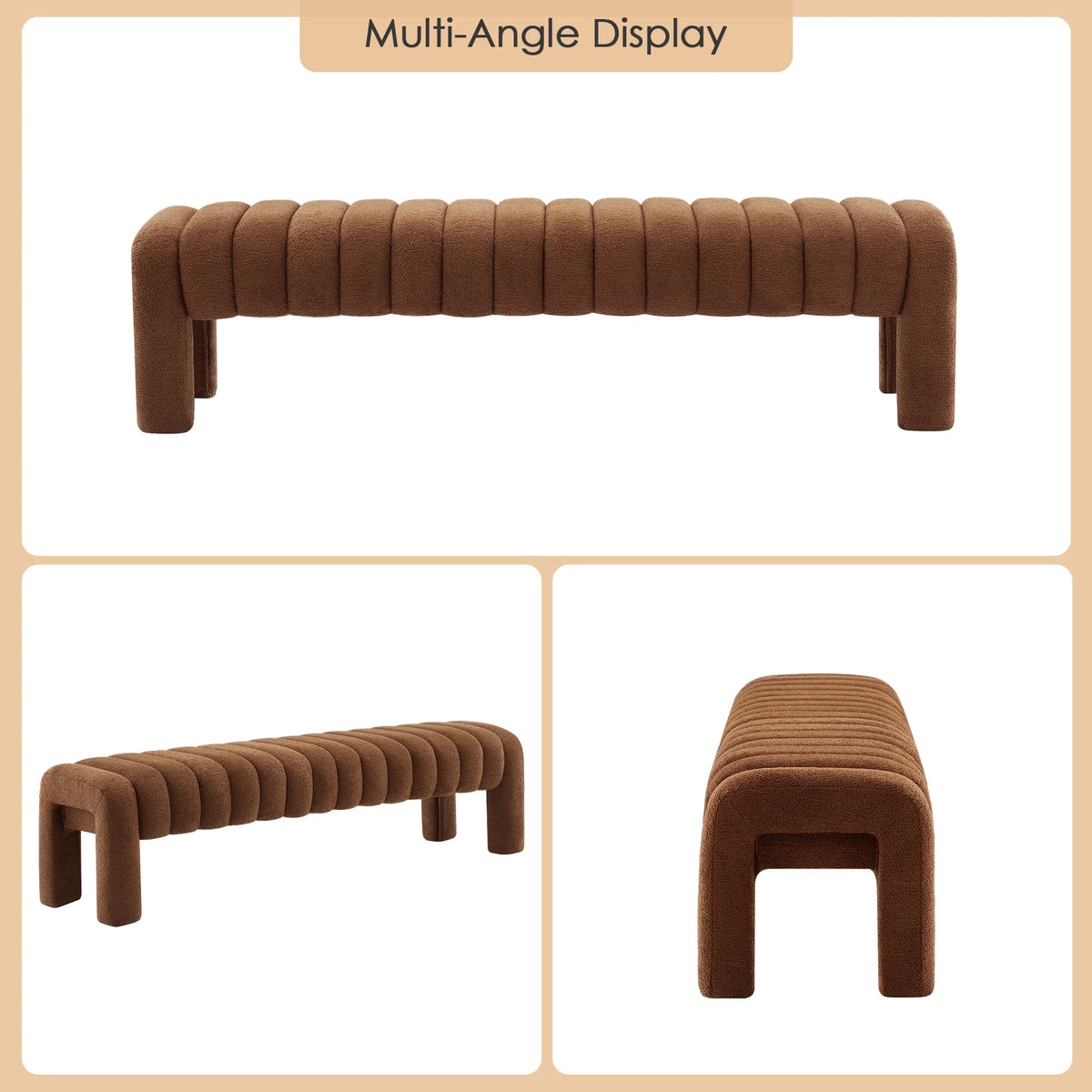 Zesthouse 63�� End of Bed Bench, Linen Tufted Upholstered Ottoman Bench with Padded Seat and Solid Wood Leg, Modern Entryway Bench for Bedroom, Living Room, Beige