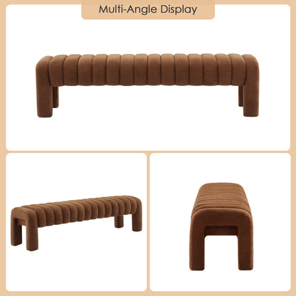 Zesthouse 63�� End of Bed Bench, Linen Tufted Upholstered Ottoman Bench with Padded Seat and Solid Wood Leg, Modern Entryway Bench for Bedroom, Living Room, Beige