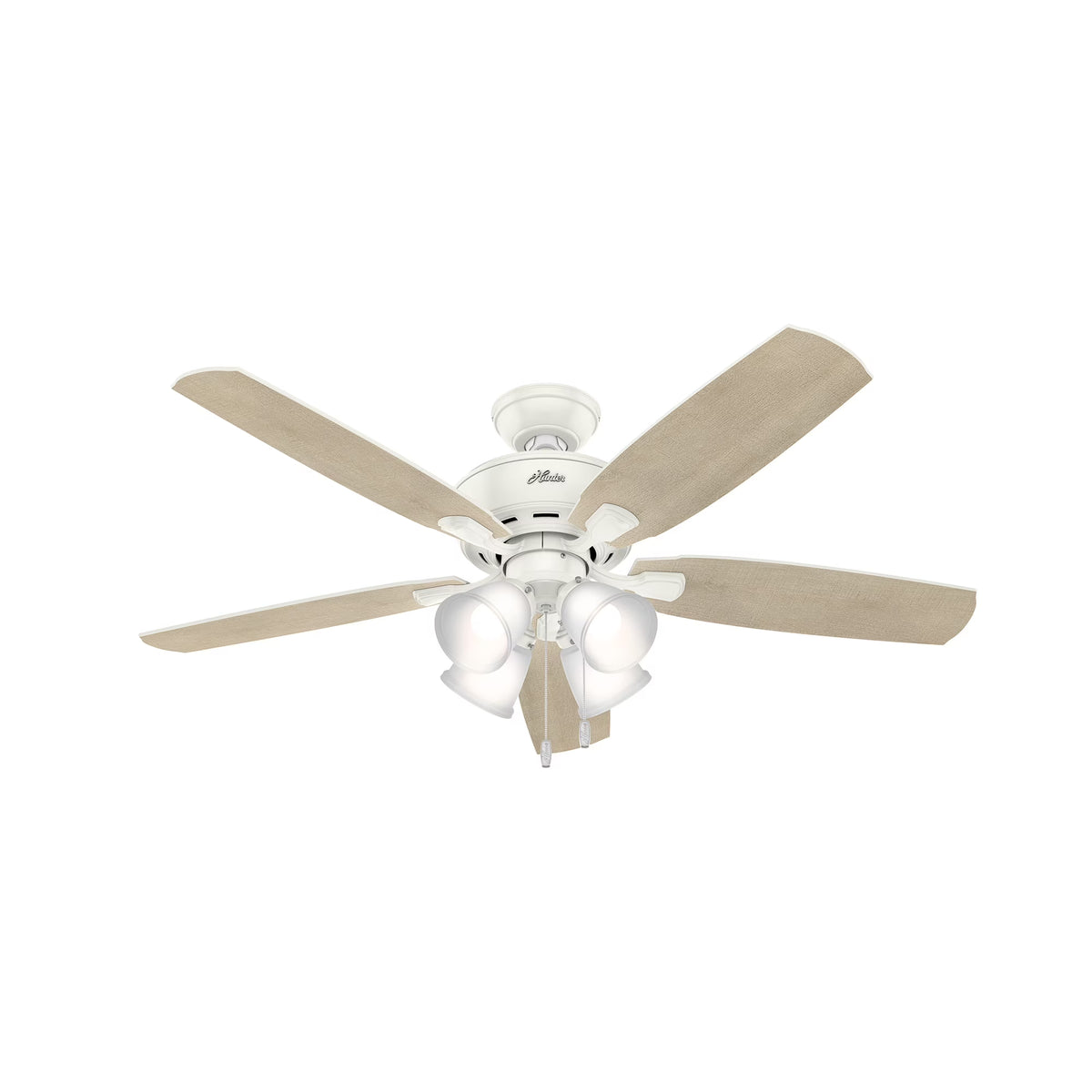 Hunter - Amberlin Indoor Ceiling Fan With Light, 52-inch, Brushed Nickel, Casual-style, 3-speed WhisperWind Motor, 53216, for Living Rooms, Bedrooms