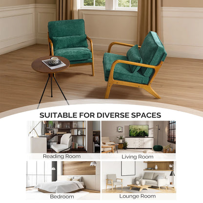 Ktaxon Accent Chair Corduroy Upholstered Armchair, Reading Club Chair with Pillow and Solid Wood Frame for Living Room Bedroom Furniture Off White