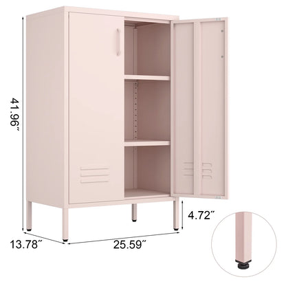 Marcree Green Metal Cabinet,2 Door Accent Cabinet,Metal Locker Cabinet with Legs,Sideboard Cabinet with Adjustable Shelves,Locker Storage Cabinet for Living Room,Entryway