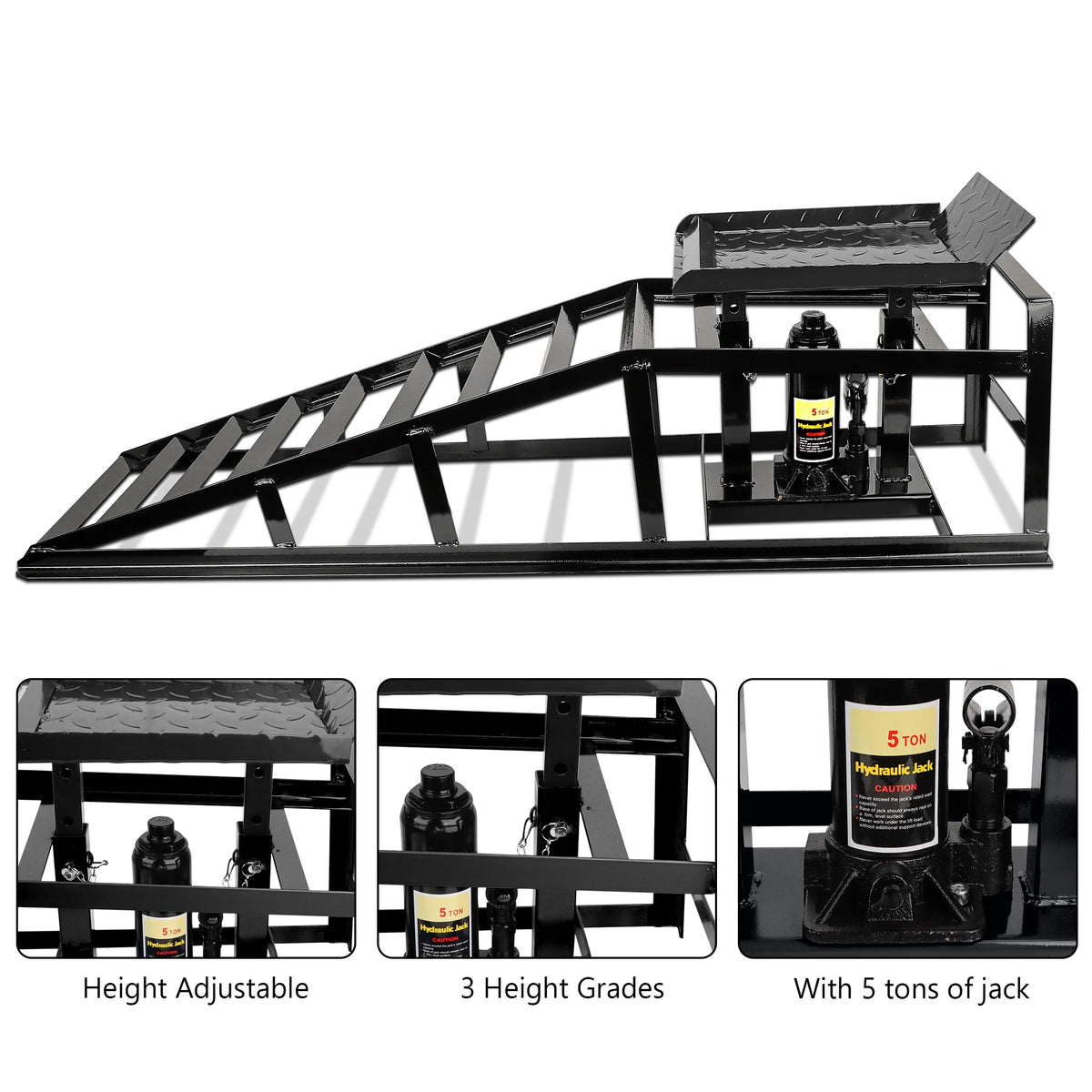 Lafati 2-Pack Hydraulic Car Ramps: Heavy-Duty Vehicle Ramps with 5T / 10000lbs Jack Load Capacity, Portable Design for Effortless Oil Changes and Car Lifts