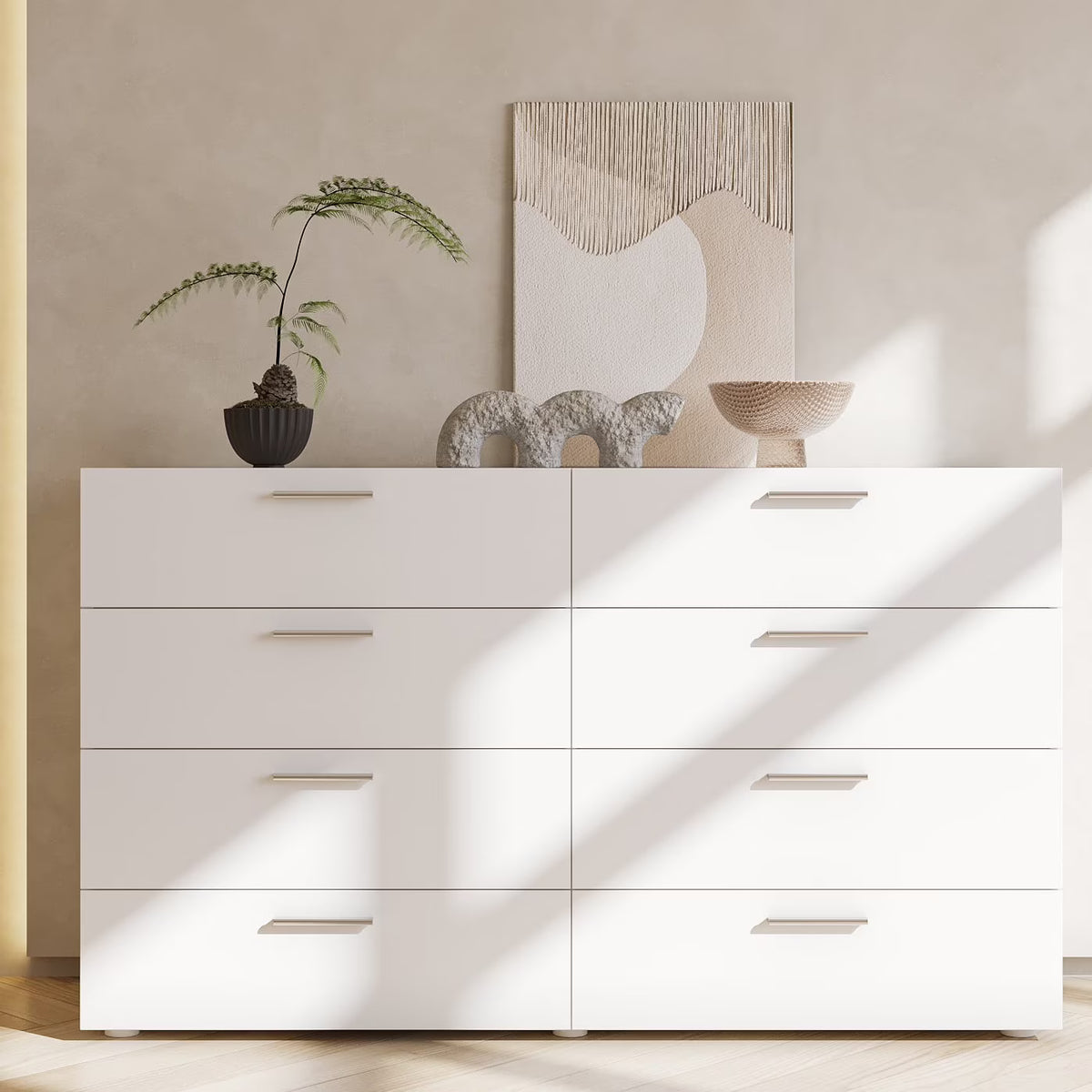 Ktaxon Bedroom Dresser with 6 Drawers, Wooden Double Dresser for Entryway, Wide Storage Cabinet for Living Room, Black
