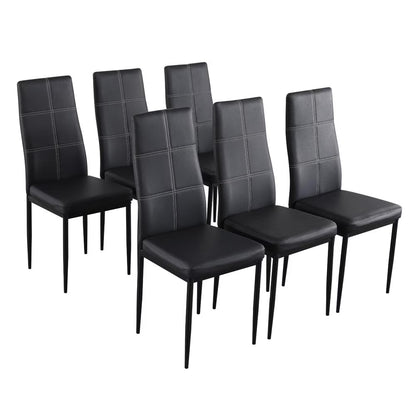 Ktaxon Set of 4 PU Leather Dining Side Chairs with Padded Seat High Back Design Dining Chairs for Kitchen Dining Room Home Furniture, Black