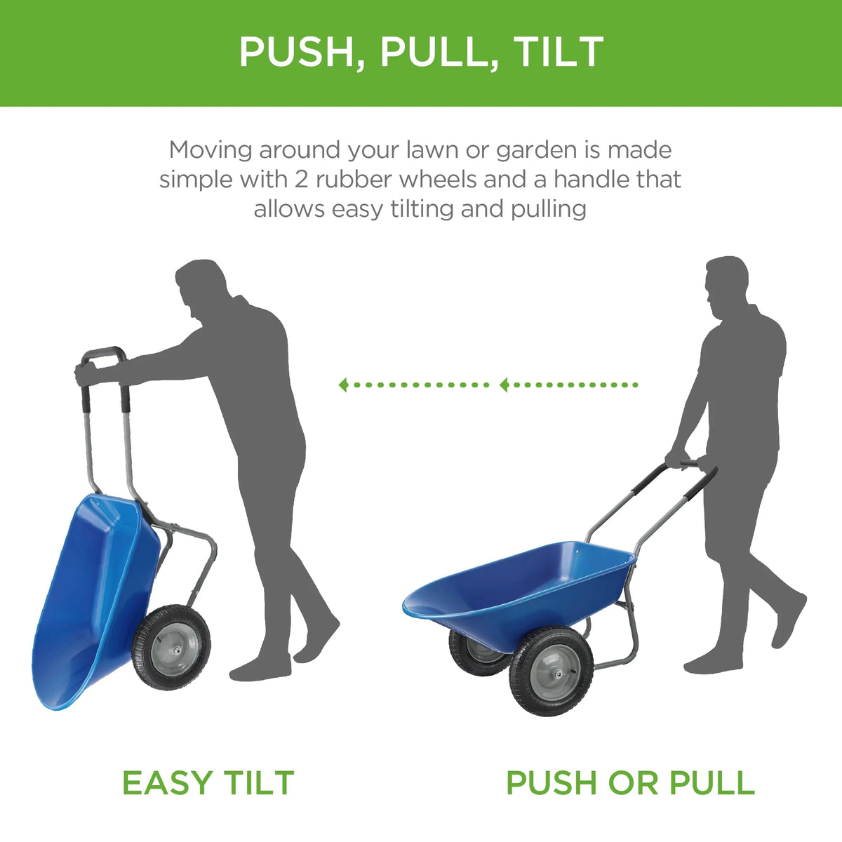 Best Choice Products Dual-Wheel Home Wheelbarrow Yard Garden Cart for Lawn, Construction - Green
