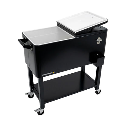 Permasteel 80-Qt Outdoor Steel Patio Cooler with Removable Basin, Rolling Cooler with Wheels, Teal Green