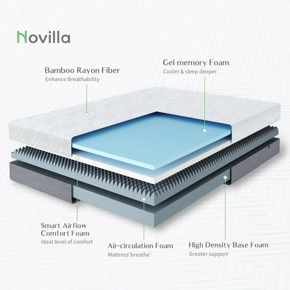 Novilla Full Mattress 10 inch Bliss Memory Foam Mattress in a Box Full Size Bed Mattress