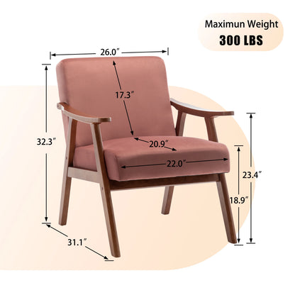 JONPONY Mid-Century Accent Chair,Living Room Chair with Solid Wood Frame,Accent Chair Extra-Thick Backrest,Wingback Chair for Bedroom,Reading Room,Living Room,Small Space,Black