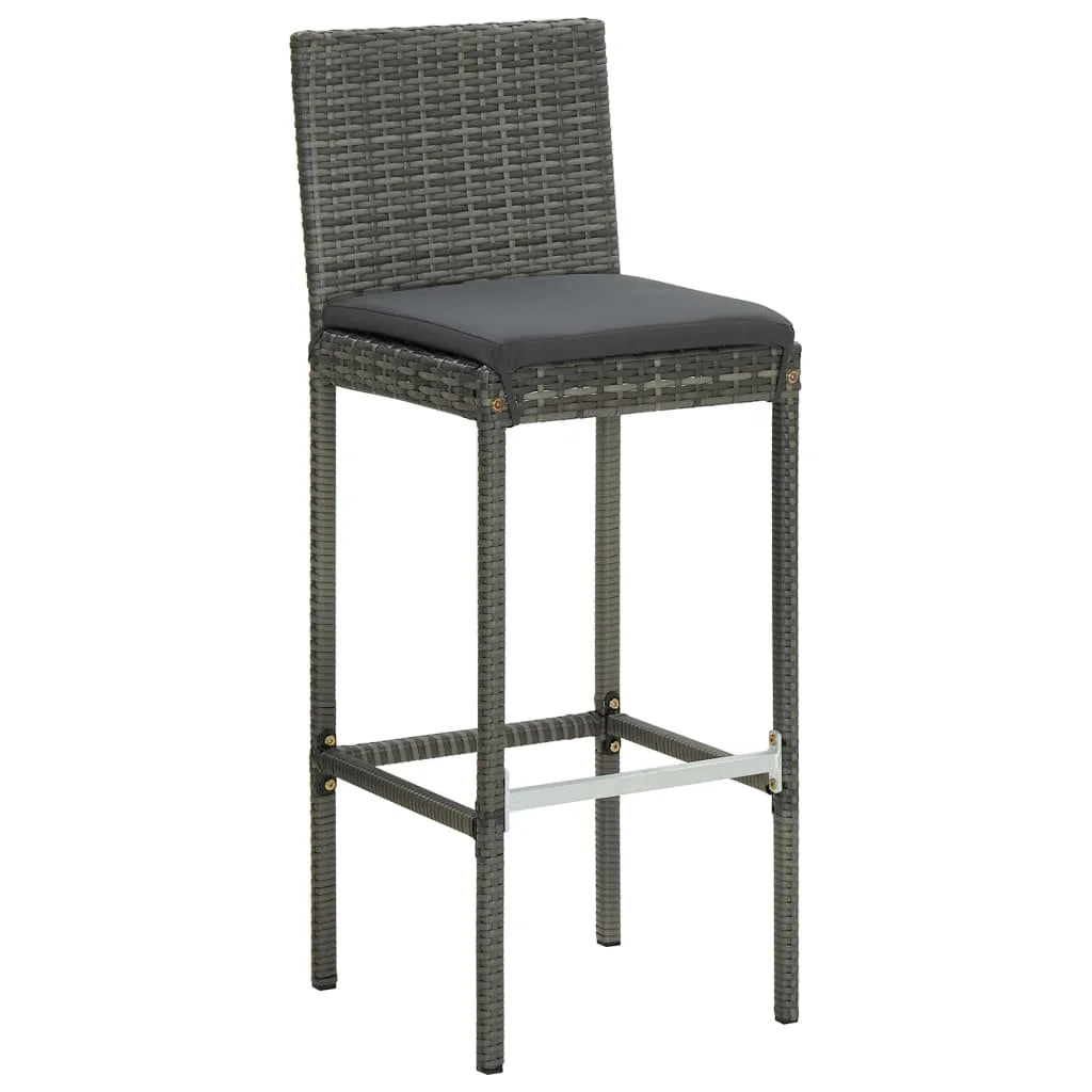 vidaXL Patio Bar Set Outdoor Bistro Set Bar Stool Bistro Table Poly Rattan