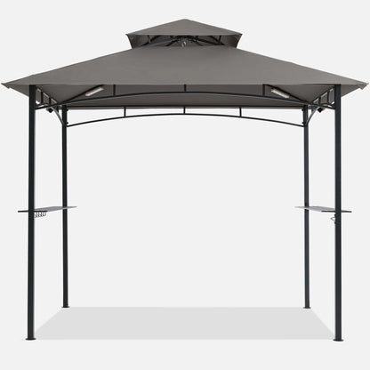 MASTERCANOPY 8' x 5' Grill Gazebo Outdoor BBQ Gazebo Canopy with LED Lights for Patio, Brown