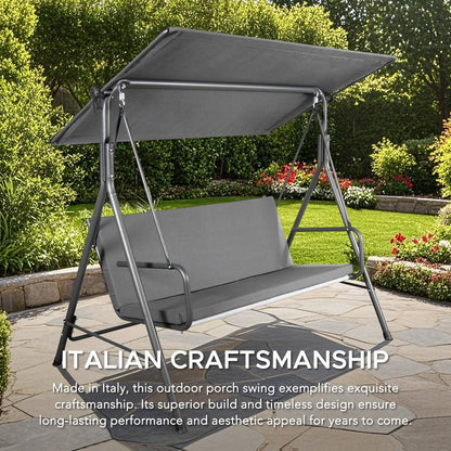 Made in Italy SUNJOY Outdoor Porch Swing, 2 Seat Patio Metal Swing with Adjustable Canopy