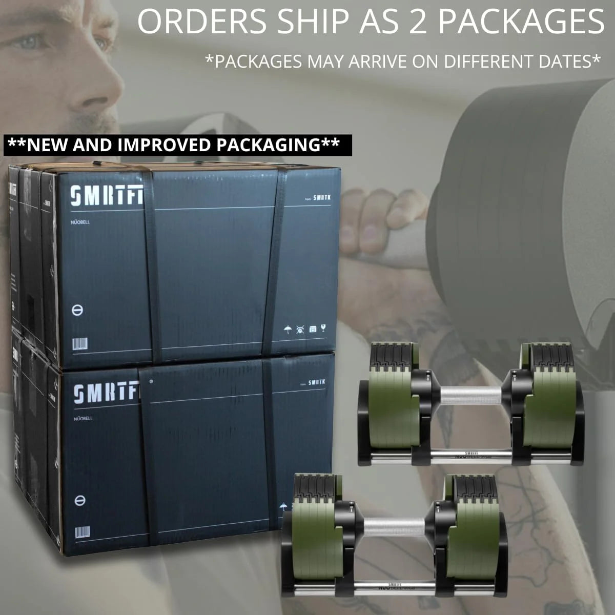 SMRTFT NUOBELL - All-in-One, Durable, Adjustable Dumbbells, Black, 5-80 lb